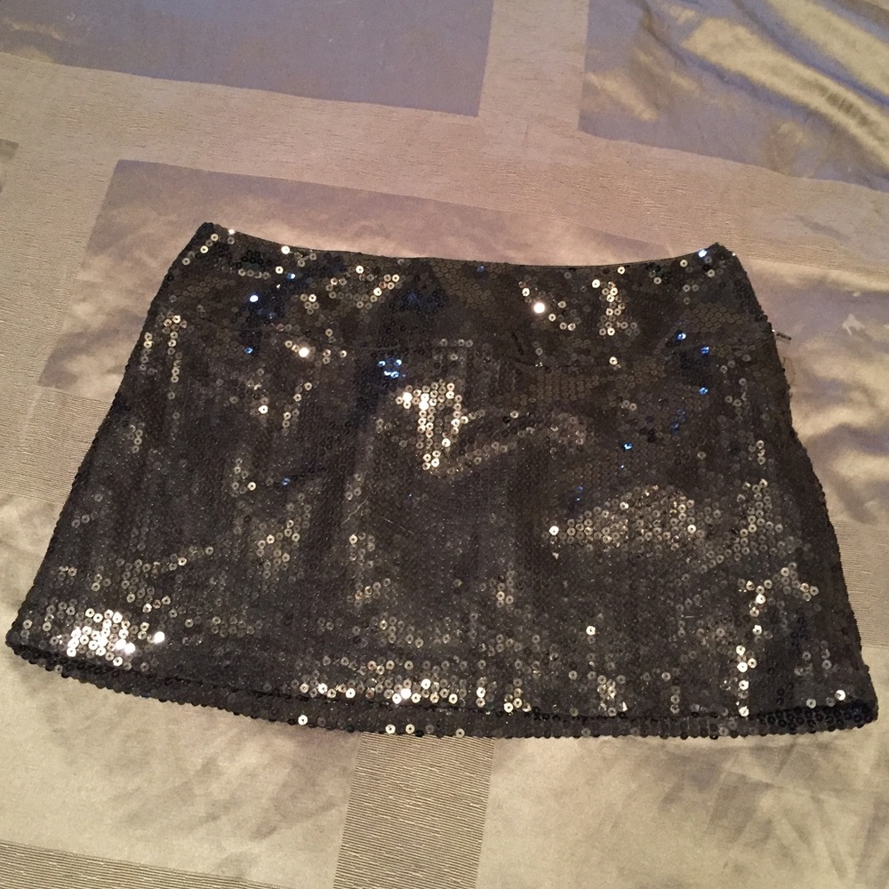 Black sequin mini skirt
