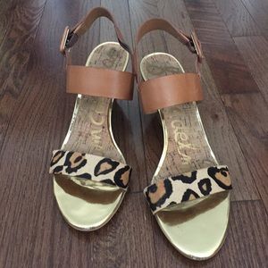 Sam Edelman Sutton wedge sandals leopard calf hair