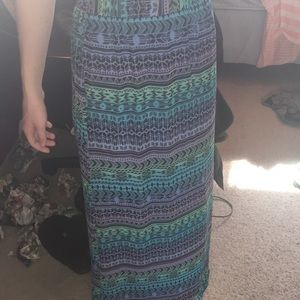 Forever 21 Multicolored Tribal Print Maxi Skirt