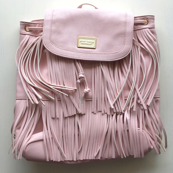 Betsey Johnson Handbags - NWOT Betsey Johnson Pink Fringe Backpack Luggage