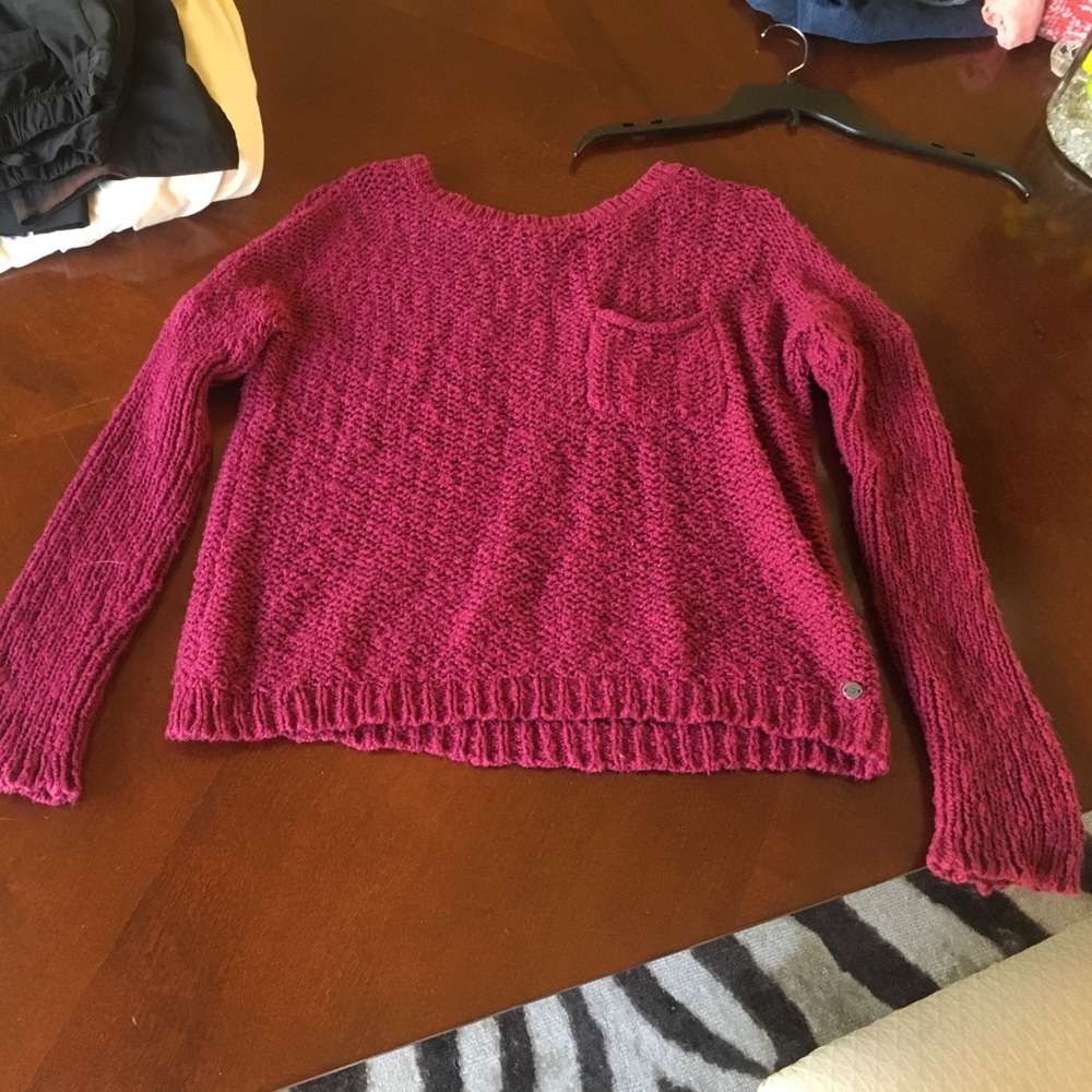 Roxy red long sleeve sweater with front pocket