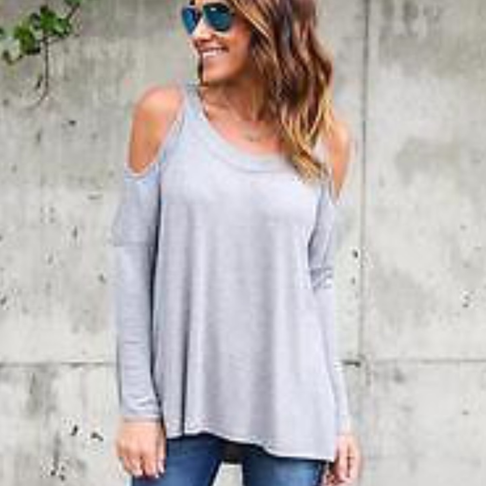 DARK GRAY OPEN SHOULDER LONG SLEEVE!🔥✔️ - Picture 4 of 5