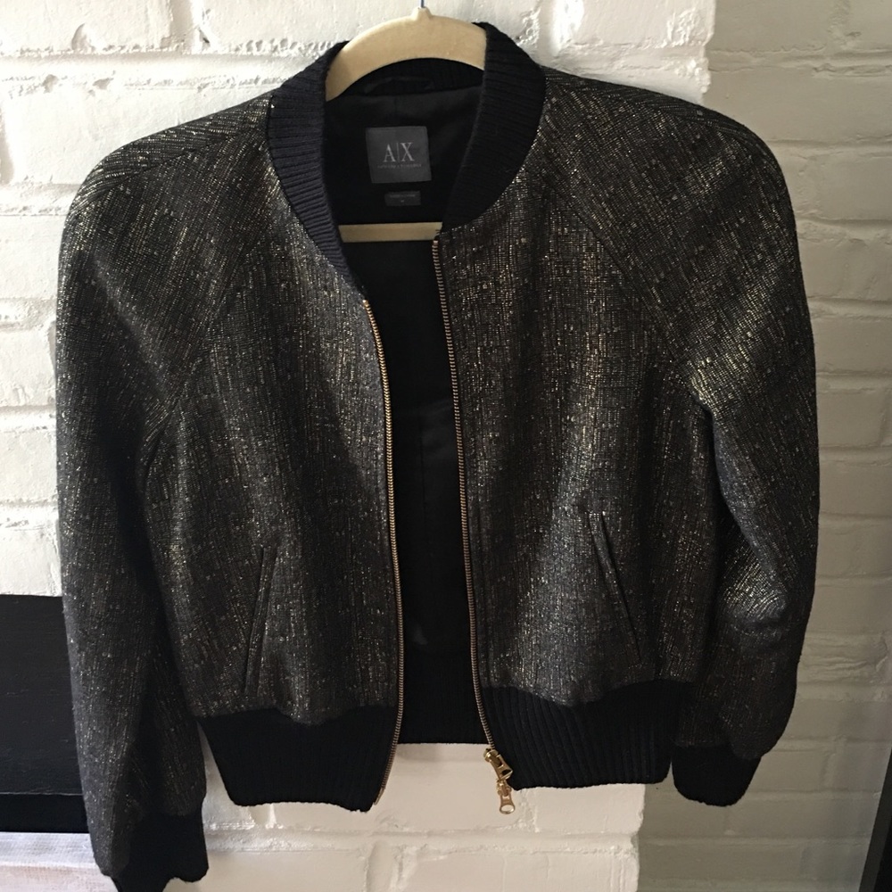 Armani Exchange Gold Lurex Bomber