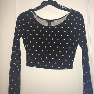 Poke a dot long sleeve crop top