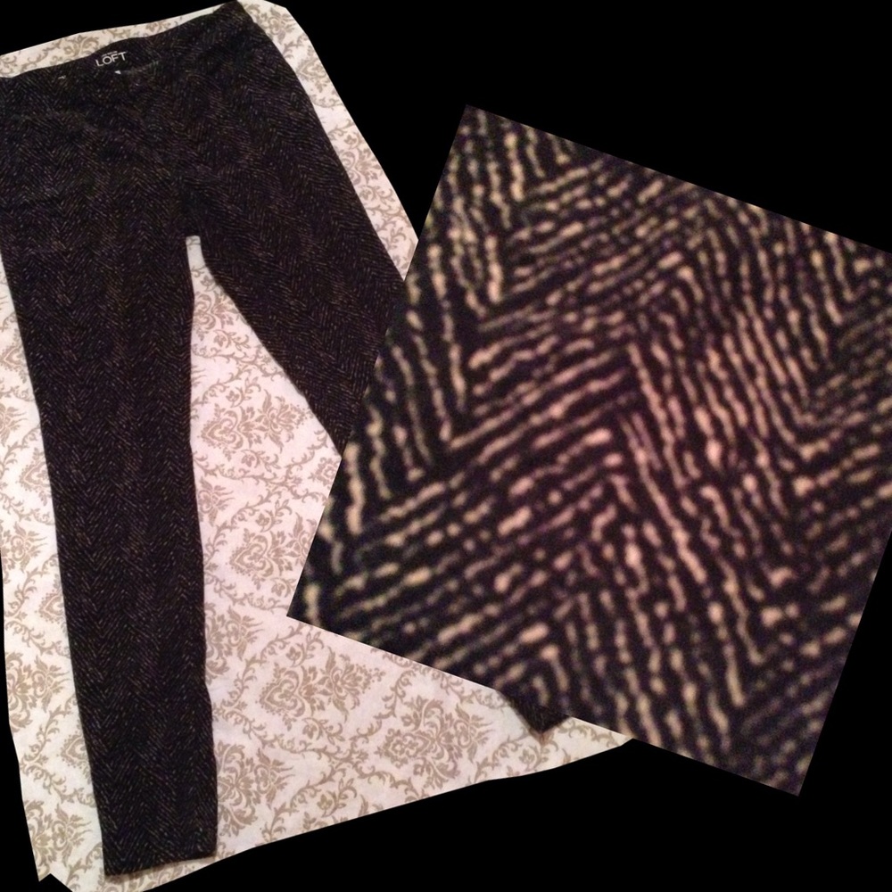 Ann Taylor Loft Velour Skinny Brown Black Pants 2