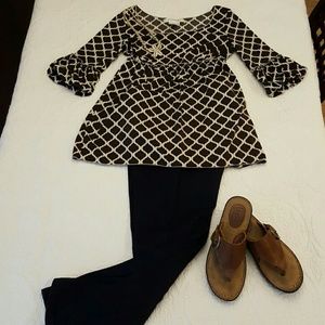 Brown Empire Waist Boho Top