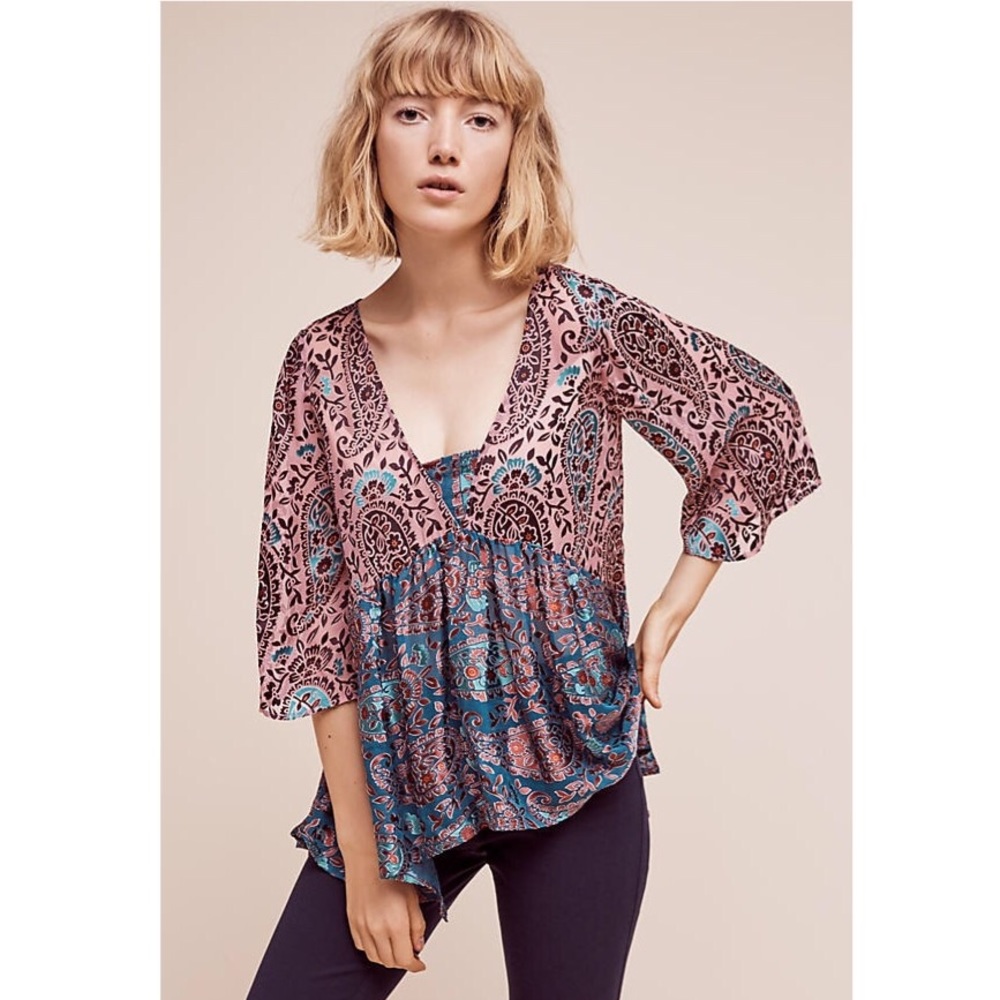 Anthropologie Floreat Valo Burnout Top