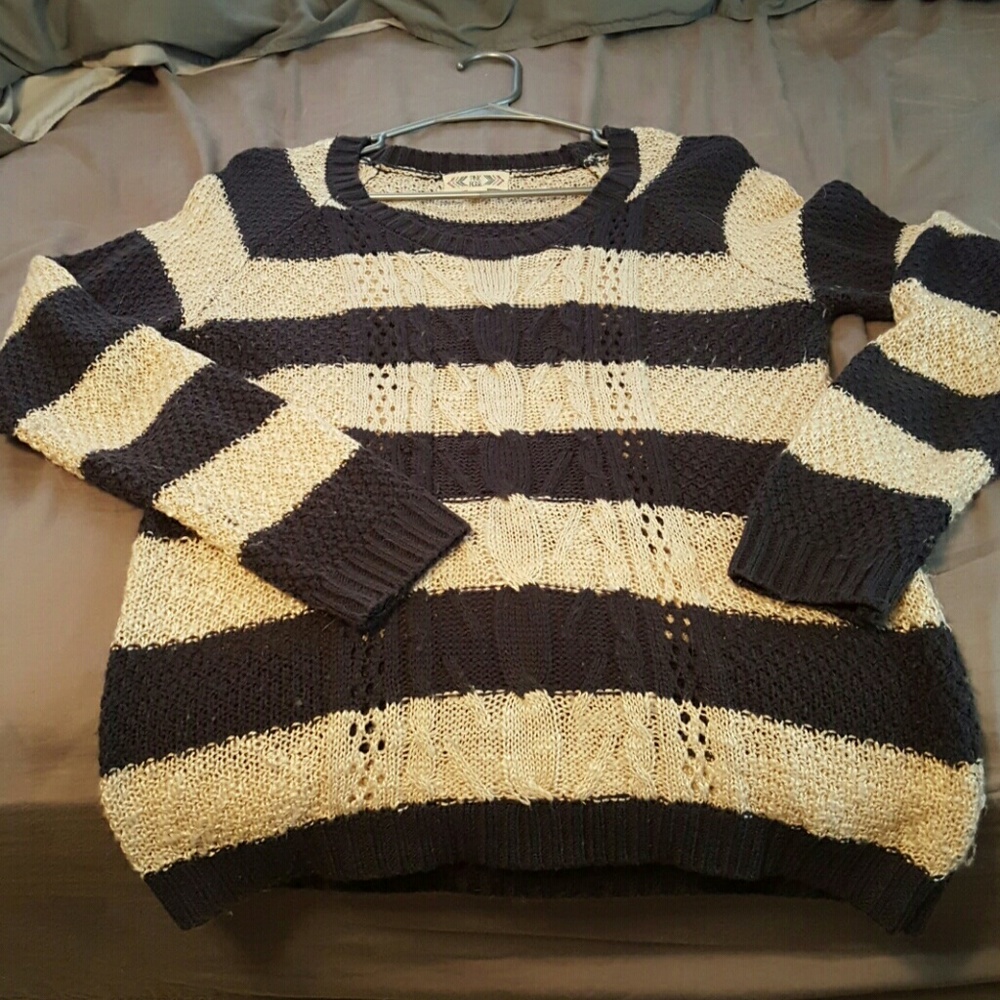 Blue and tan sweater