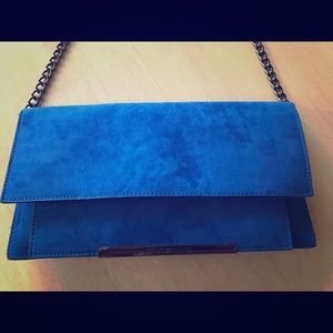 Steve Madden Bright Blue Suede Chain Handle Bag