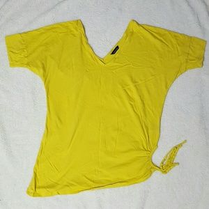 Yellow side tie shirt