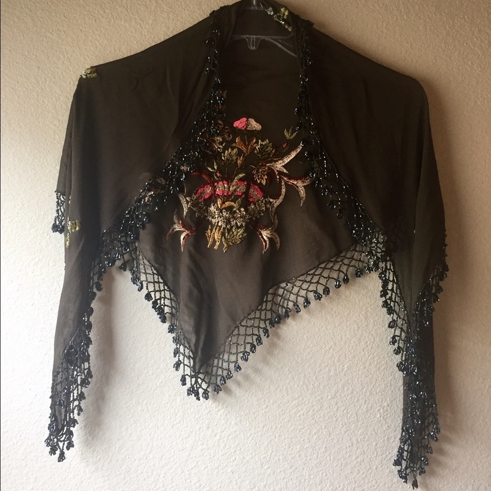 Chocolate brown/floral Shawl