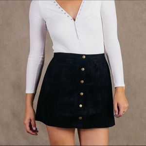 Suede Adam Levine Mini Skirt with Buttons