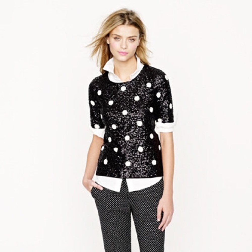 J Crew sequined polka dot top