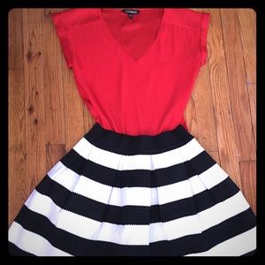 Express black and white striped skirt