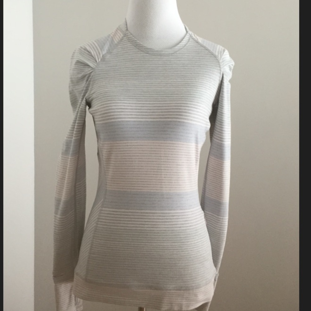 Lululemon Grey Striped Long Sleeve