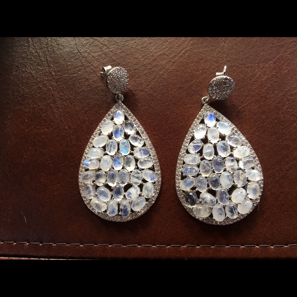 Sterling silver moon stone earrings.