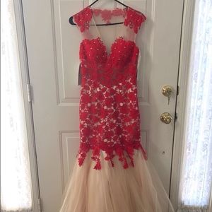 BRAND NEW Red and Gold Prom Dress