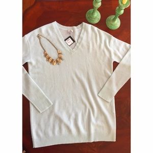 Halogen Blue Pastel Cashmere Vneck Sweater