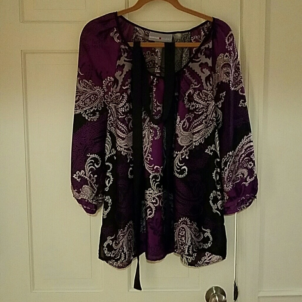 Purple 3/4 Sleeve Avenue Blouse