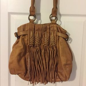 Anthropologie Leather Fringe Purse