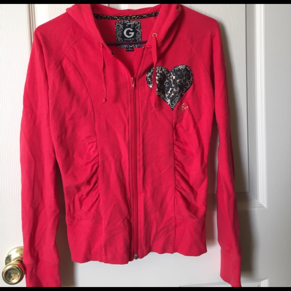 G by Guess Size Small Red Zip Up Hoodie