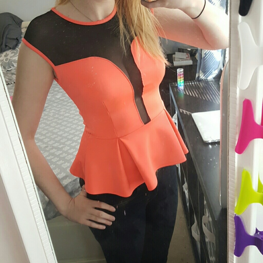Joyce Leslie Neon Pink/Mesh Top