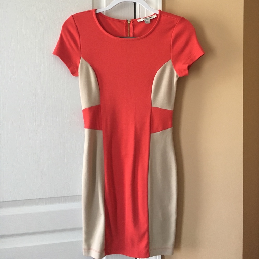 Red and Cream Bandage Dress