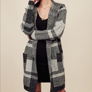 LOVE STITCH PLAID COATIGAN