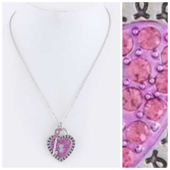 Pink Heart Lock Necklace - Picture 3 of 4