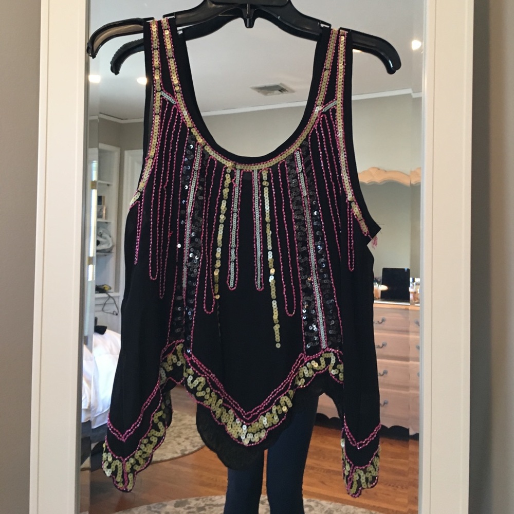 English Rose color-beaded tank
