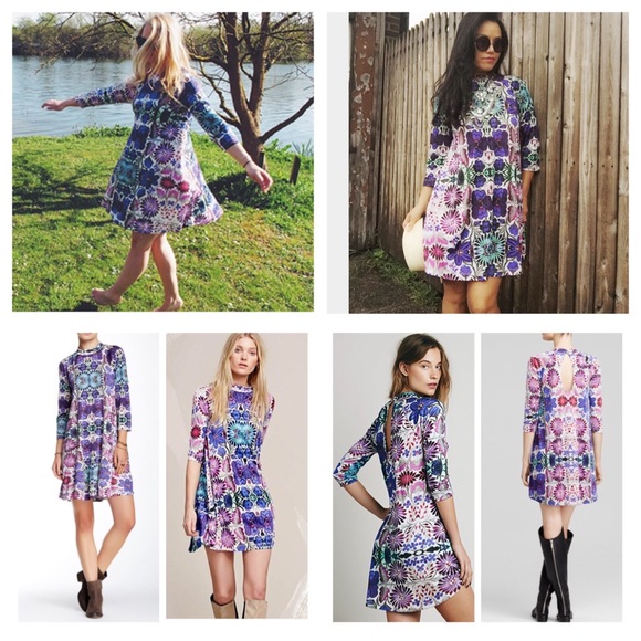 🆕Free People Fiesta Printed Mini Dress.  NWOT. - Picture 2 of 4