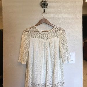 Cream Lace Tunic Top