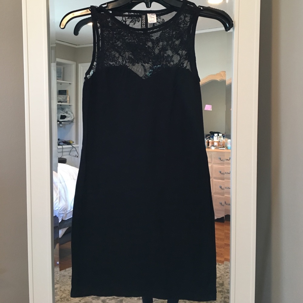 H&M black dress with lace top portion