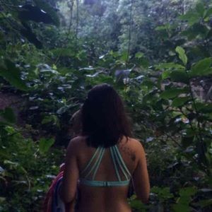 Strappy teal swim top