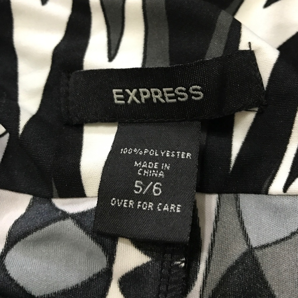 EXPRESS Womens Black White Gray Button Down Shirt Dress - Picture 8 of 10