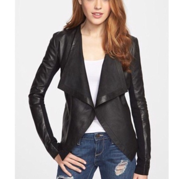 Halogen Jackets & Blazers - One day sale Halogen Nordstrom Drape black leather jacket