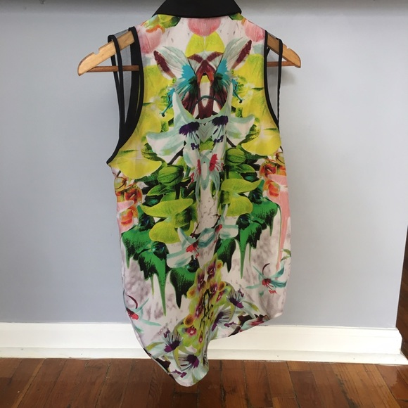 PRABAL GURUNG Exotic Floral Sleeveless Buttondown - Picture 2 of 3