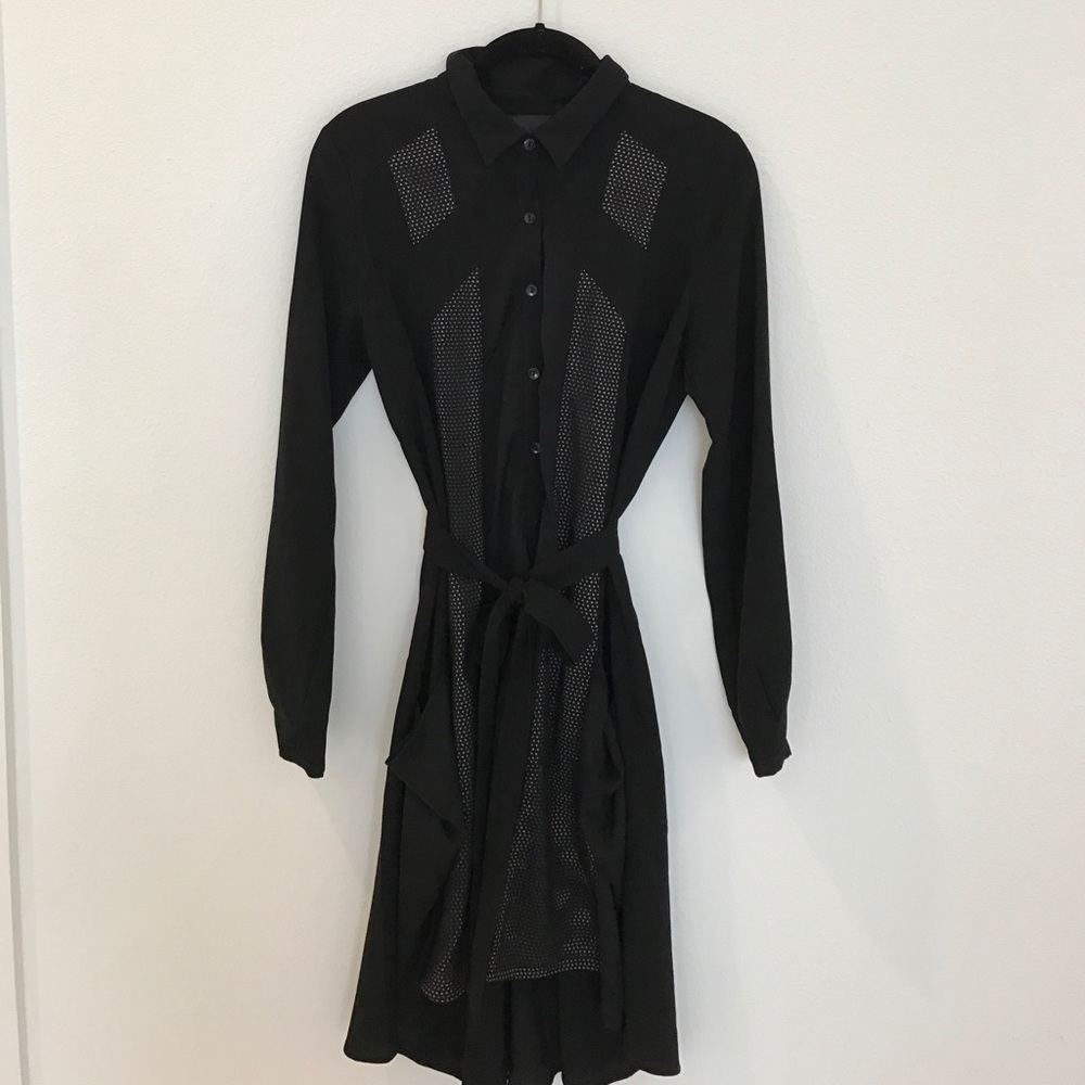 Menswear inspired black shirt dress