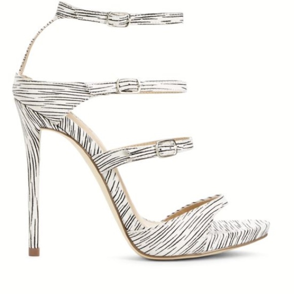 Black and White Zebra Strappy Heeled Sandal