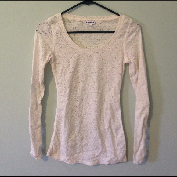 Express cream colored sheer lace top - Picture 1 of 4