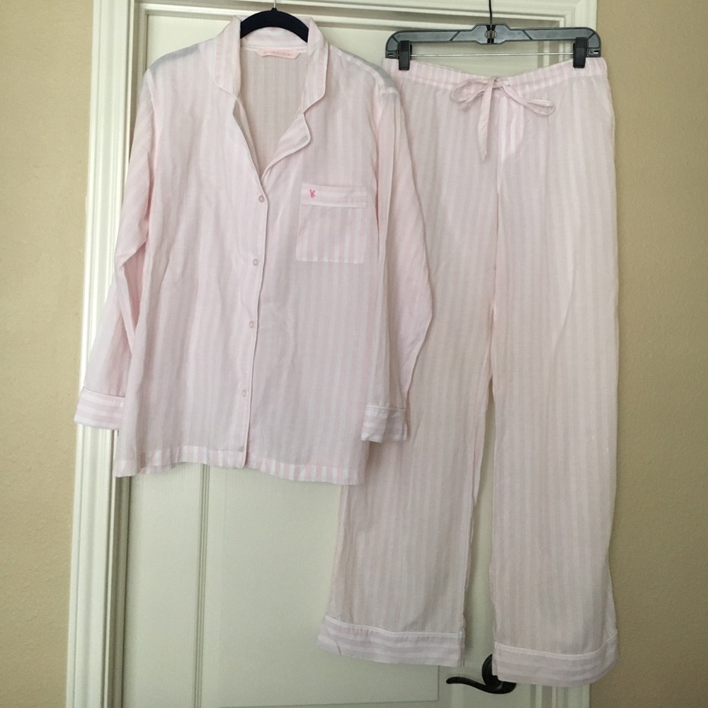 Victorias Secret pink stripe pajamas