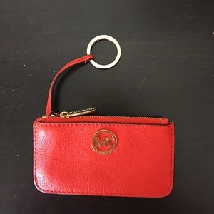 Michael Kors - red coin purse with key attachment