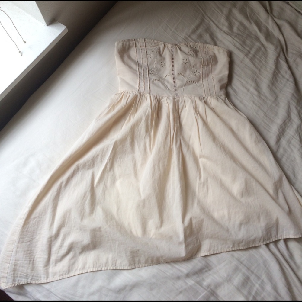 Urban Outfitters uneven hem eyelet white dress