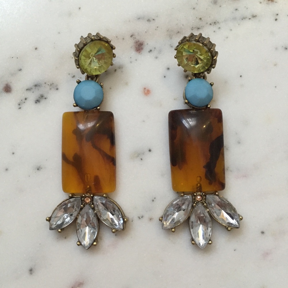"Marta" Earrings || Amber & Crystal Statement - Picture 4 of 11