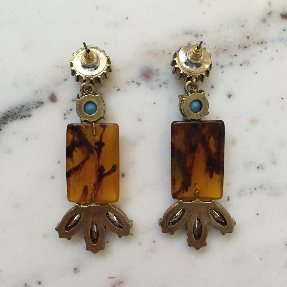 "Marta" Earrings || Amber & Crystal Statement - Picture 5 of 11