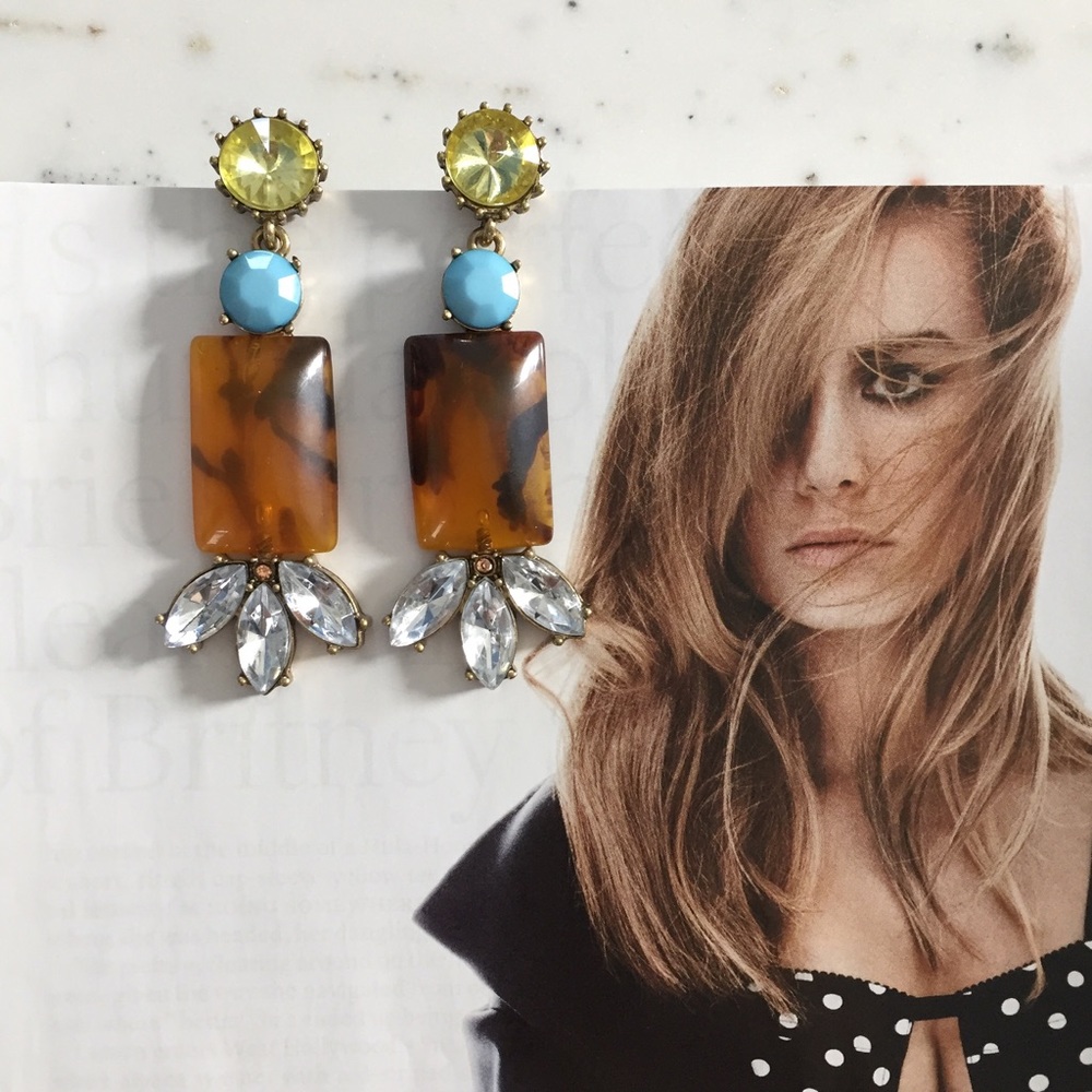"Marta" Earrings || Amber & Crystal Statement - Picture 2 of 11