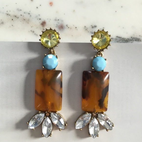 "Marta" Earrings || Amber & Crystal Statement - Picture 3 of 11