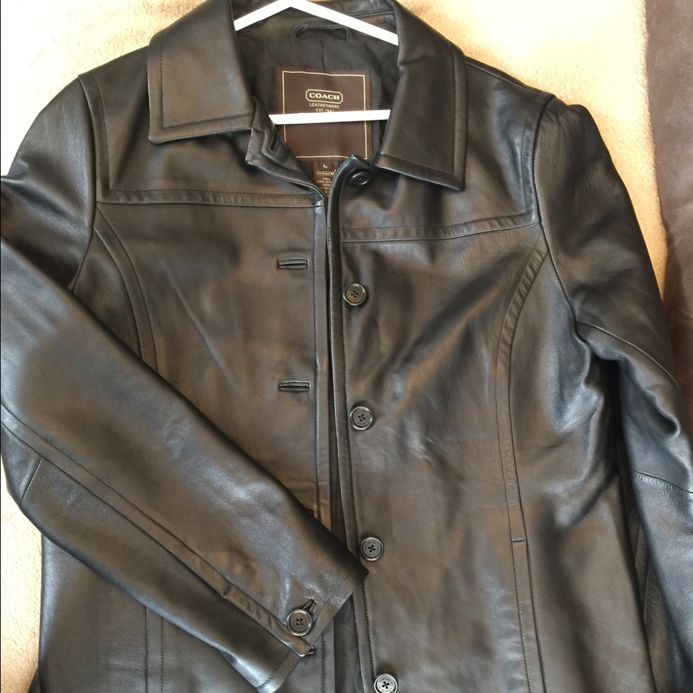 Coach black leather jacket