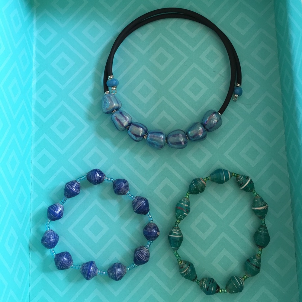 Handmade Beaded Choker and Two bracelets