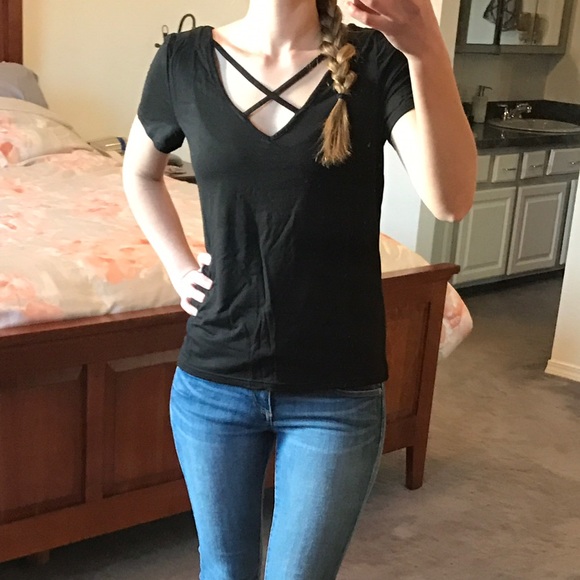 Last One! Black Cross Front Top M - Picture 5 of 5